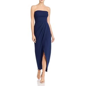 WAYF Angelique Strapless Tulip Hem Dress In Navy